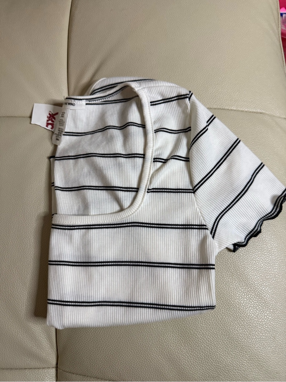 NWT square neck black and white striped top